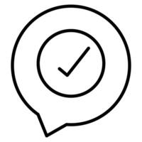 Check mark icon, approval tick sign, speech bubble accept checkmark vector