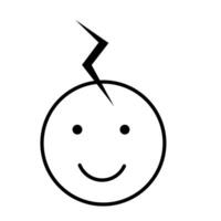 Emoji with lightning bolt on forehead outline icon vector