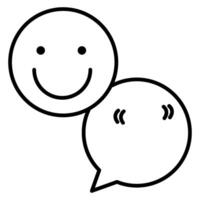 Smiley face inside a chat bubble, symbolizing positive feedback, happy communication, vector