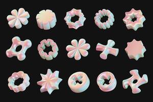 Holographic brush element object set pack isolated background 3d rendering photo