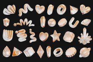 Gold and Clear Object geometry shape set isolated background 3d rendering photo