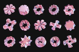 Holographic pink element object set pack isolated background 3d rendering photo
