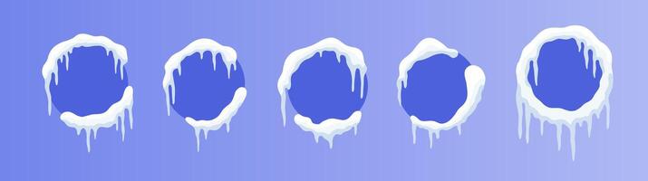 Versatile Snow-Capped Banners. Customizable round Winter Ad Designs vector
