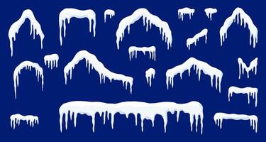 Frosty Festive Icons. Snow Caps and Icicles for Holiday Design vector