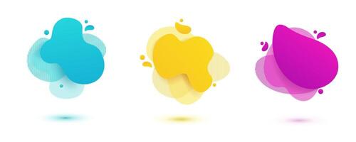 Colorful amoeba fluid forms in yellow, red, and blue tones. Trendy abstract backdrop for web, branding, or marketing materials. vector