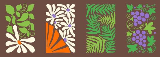 Artistic 70s wave and flower composition vector