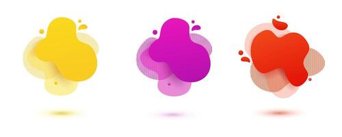 Amoeba liquid design. Dynamical colored forms of amoeba. Modern banner template for logo, flyer, presentation. Yellow, red, blue colors. vector