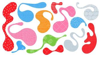 Organic blob shapes in vibrant colors arranged on a white background for design inspiration vector