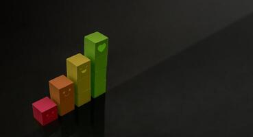 Customer Journey, Customer Experience Concepts. low to high colourful blocks presenting a negative to positive review, from hate to loyalty. Service satisfaction survey photo