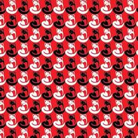 Repeating pattern of stylized black and white cats vector