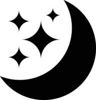 crescent moon icon with sparkle stars. Half moon stars. night or dark mode symbol. isolated on white background, vector