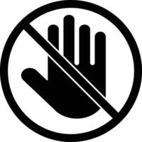 Dont stop sign. Pforbidden sign. Hand prohibit. Forbidden access. Symbol ban entry. black circle and black palm isolated on white background. Halt warning pictogram. illustration vector