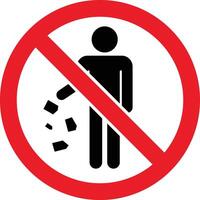 No littering . No littering allowed sign. Red prohibition symbol indicating littering is not allowed. flat design in trendy style. vector