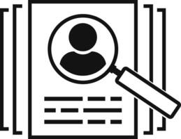 Curiculum vitae icon. a magnifying glass is on top of a document. CV icon. Job recruitment. Illustration vector