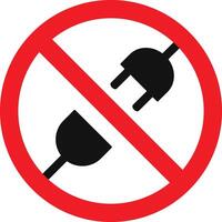 Do not unplug sign. Red warning sign showing unplugged cables, isolated on white background vector