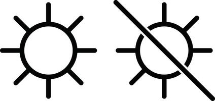 Sun and no sun icon set isolated on white background. design in trendy style. illustration vector