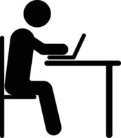 the man behind the laptop icon, silhouette of a person sitting at a desk with a laptop vector