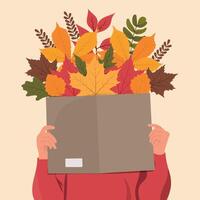 Autumn leaves emerging from a book vector