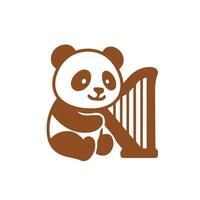 Cute Cartoon Panda Playing a Harp vector
