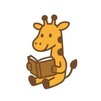 A charming giraffe engrossed in reading a book vector