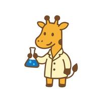 Giraffe Scientist Conducting an Experiment in a Laboratory vector