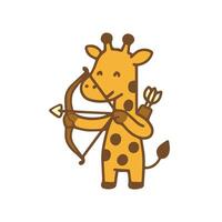 Giraffe Archer with Bow and Arrow vector