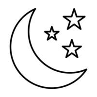 Moon and star outline icon for your web design, logo, UI. illustration vector