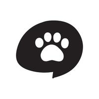 Dog paw icon. design. Speech bubble. Hand drawn illustration on white background. vector