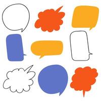 Set of empty colorful speech bubbles. Templates. Flat and outline design. Graphic illustrations on white background. vector