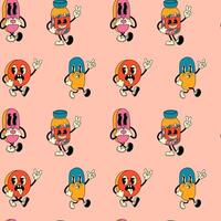 Colorful cartoon characters pattern design vector