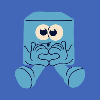 Cute Ice Cube Character Making a Heart with Hands vector