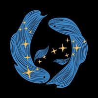 Pisces zodiac sign illustrated with mystical fish design in modern astrological style featuring celestial and magical elements vector