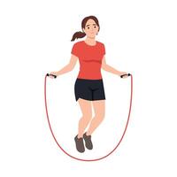 Woman Skipping Rope for Exercise. vector