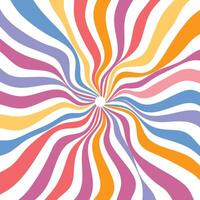 Colorful vortex, groovy curved lines, trippy pattern, vintage style, dynamic motion, vibrant 70s inspired art vector