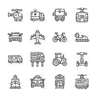 Get this modern bundle of transport outline style icons vector