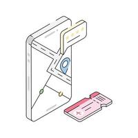 A modern isometric icon presenting location app screen vector
