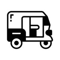 Easy to edit glyph icon of three-wheeled tuk tuk. vector
