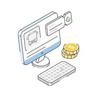 Get this isometric icon featuring bus ticket pass vector