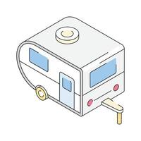 A well crafted isometric icon of mobile camper van vector