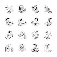 Grab modern set of isometric icons showing holiday and travel concepts vector