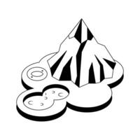 An amazing isometric icon of a mountain trip scene. vector