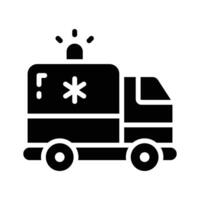 Well crafted glyph icon of emergency ambulance vehicle vector