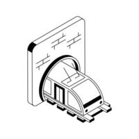 A visually engaging isometric icon of underground tunnel. vector