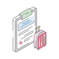Here is an isometric icon of travel contract concept vector