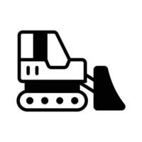 Visually appealing glyph icon of construction bulldozer machine. vector