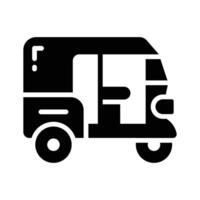 Easy to edit glyph icon of three-wheeled tuk tuk vector
