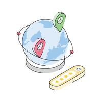 A well crafted isometric icon for global tracking vector