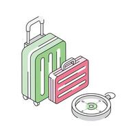 Grab this isometric icon of stylish travel bags with compass vector