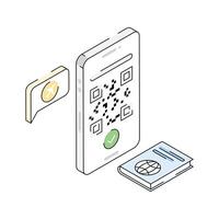 An amazing isometric icon featuring qr scan process vector