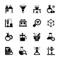 Handy Bundle of Chemistry Experiments Glyph Icons vector